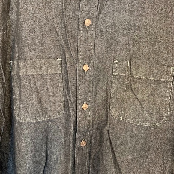 Levi Strauss Signature Black Denim Button Up Shirt Long Sleeve Workwear Men's XL - Picture 2 of 9
